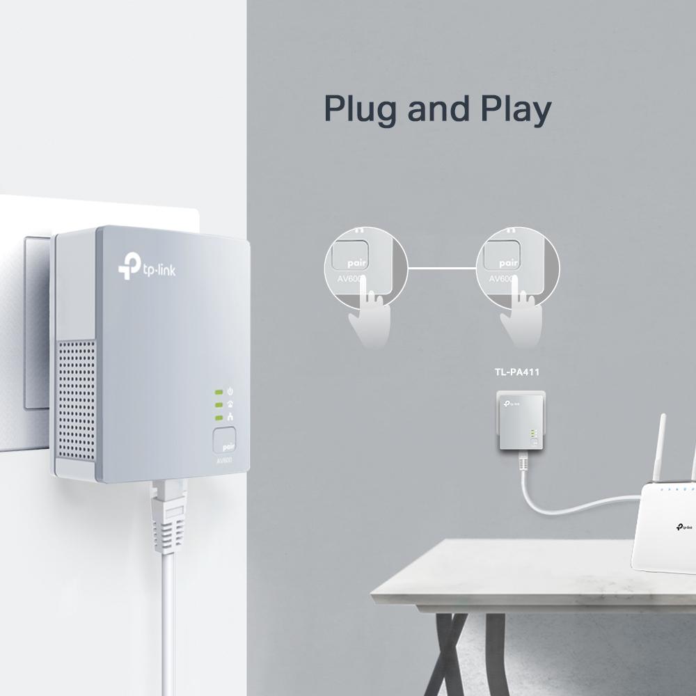 Kit Powerline TP-Link TL-PA411 AV600 600 Mbps - Internet Stabil - imagine 3