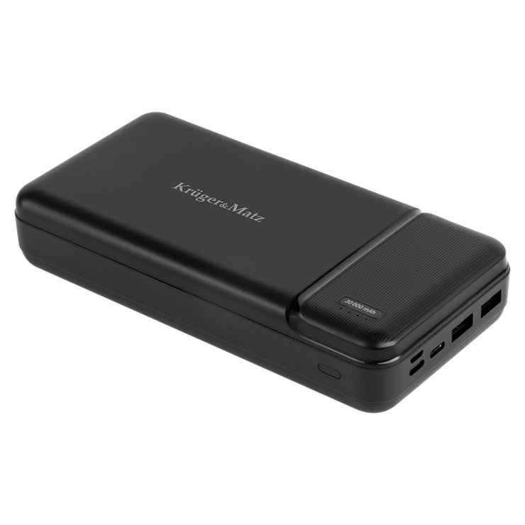 Power Bank OEM 30000 mAh, Negru, Încărcare Rapidă