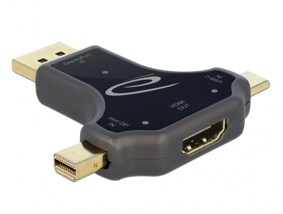 Adaptor Delock 3in1 USB-C/DP/mDP la HDMI 4K