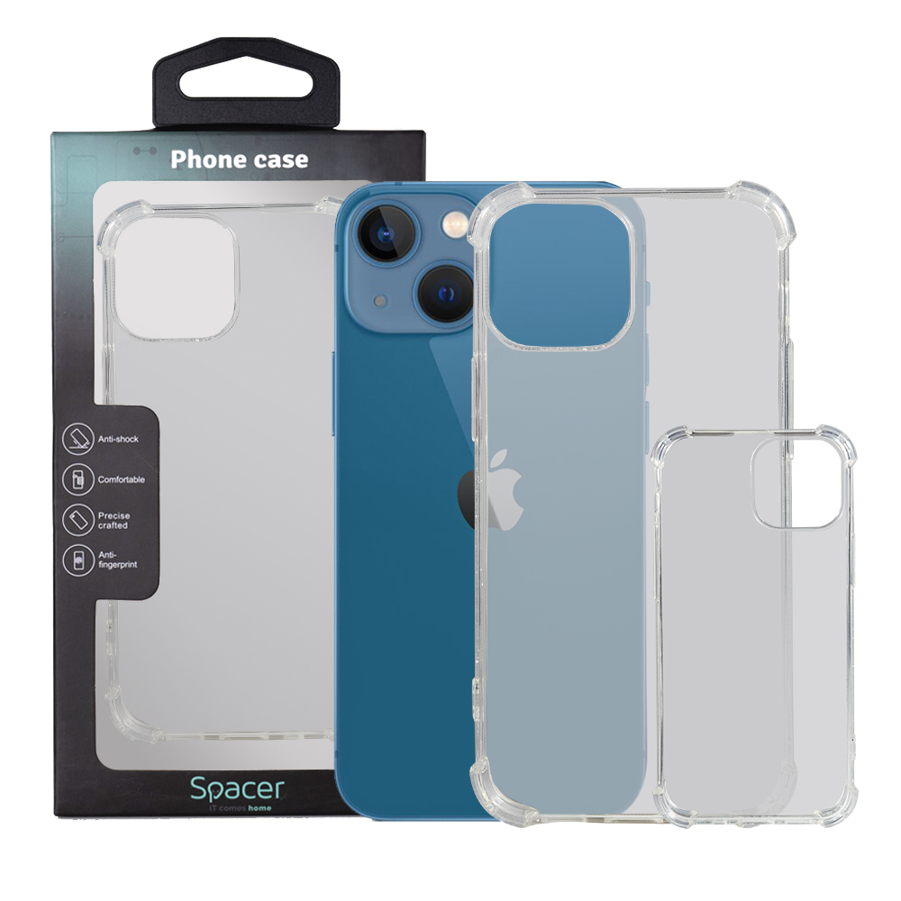 Husă iPhone 13 Mini Transparentă TPU SPACER - Protecție Antisoc