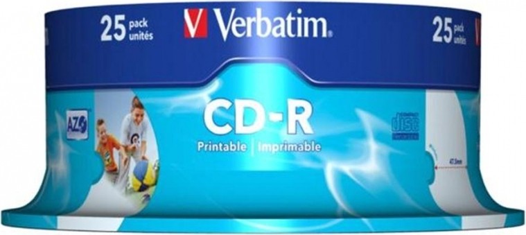 CD-R Verbatim 700MB 52x 25 bucati Printabil - Stocare Sigura