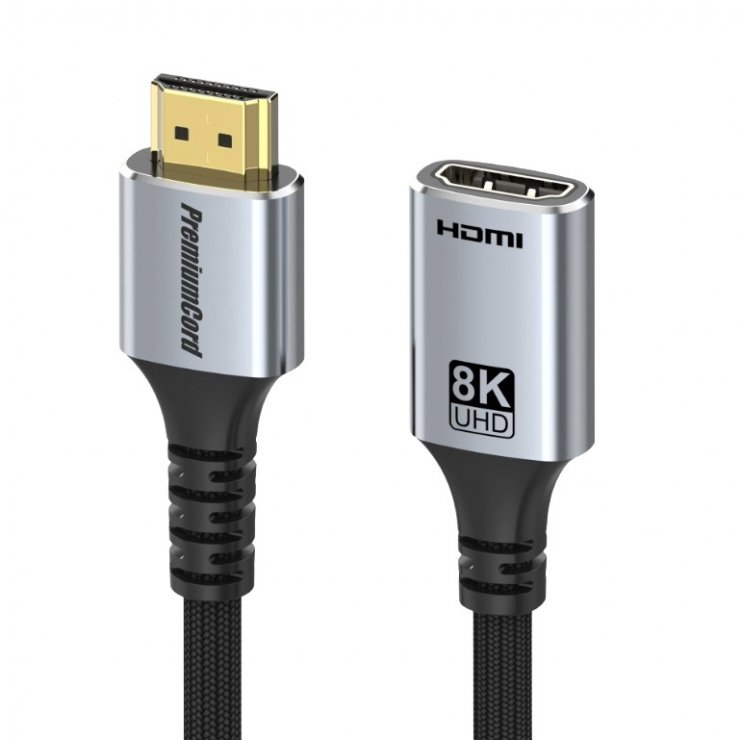 Cablu prelungitor HDMI 2.1 8K Oem 1 m, 48 Gbps, brodat