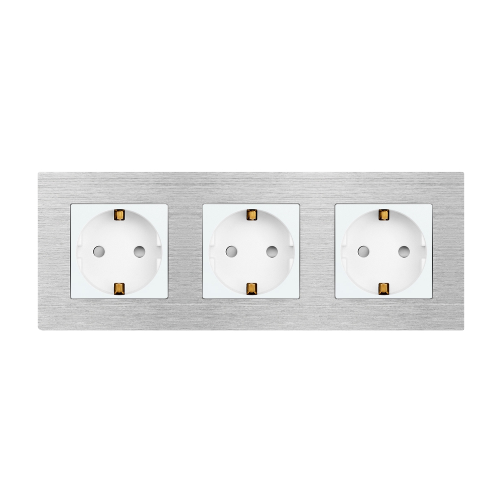 Priză Triplă LUXION Aluminiu | Siguranță și Design - imagine 2