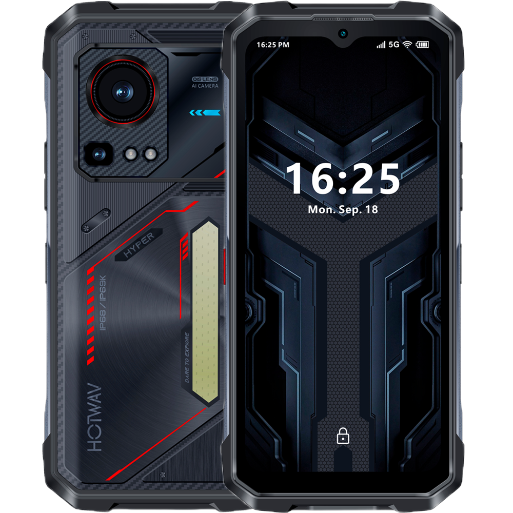 Telefon rugged Hotwav Hyper 7s 5G, 256GB, Android 15, Negru