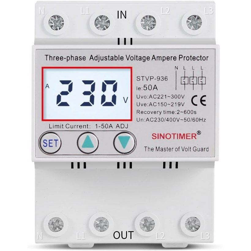 Releu trifazic protecție tensiune Sinotimer STVP-936 380V