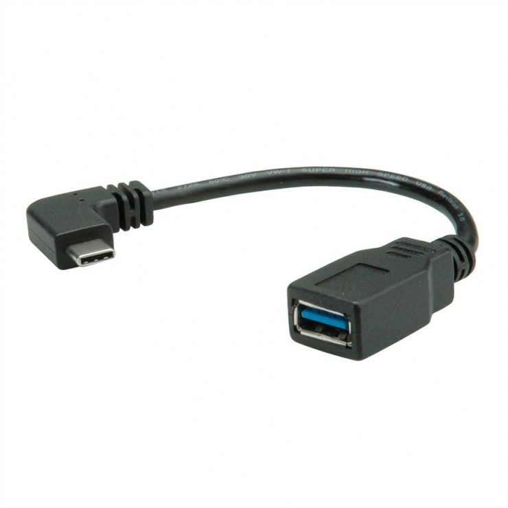 Adaptor USB 3.1 C la A Roline, Unghi 90°, 0.15m