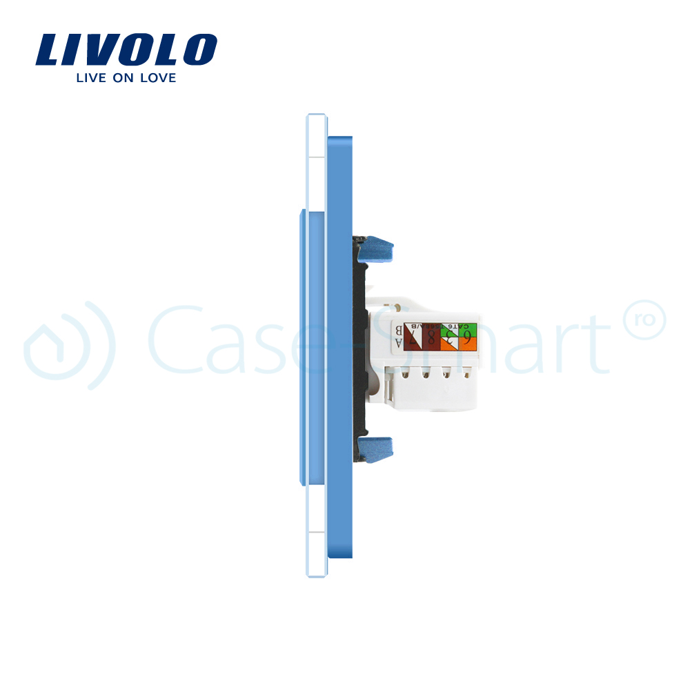 Priza TV + Internet Livolo, Rama Sticlă, 80mm - imagine 15