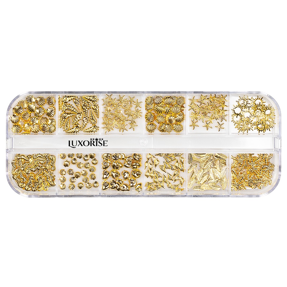 Strasuri Unghii LUXORISE Gold Summer | 12 Modele