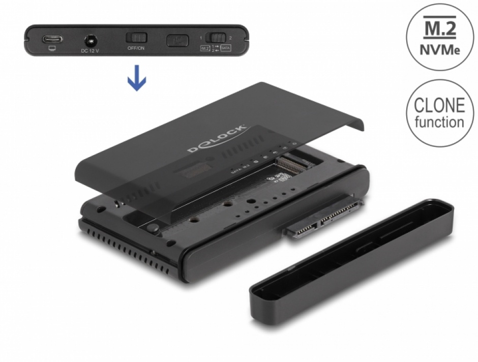 Docking Delock USB-C NVMe/SATA + Clonare