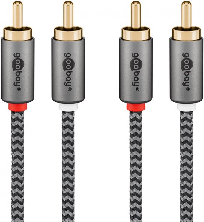 Cablu RCA Goobay Plus 5m, Metal, Brodat