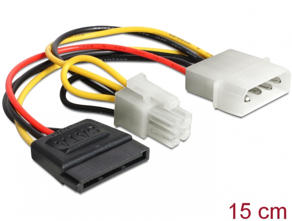 Cablu Molex la SATA + P4 15cm Delock