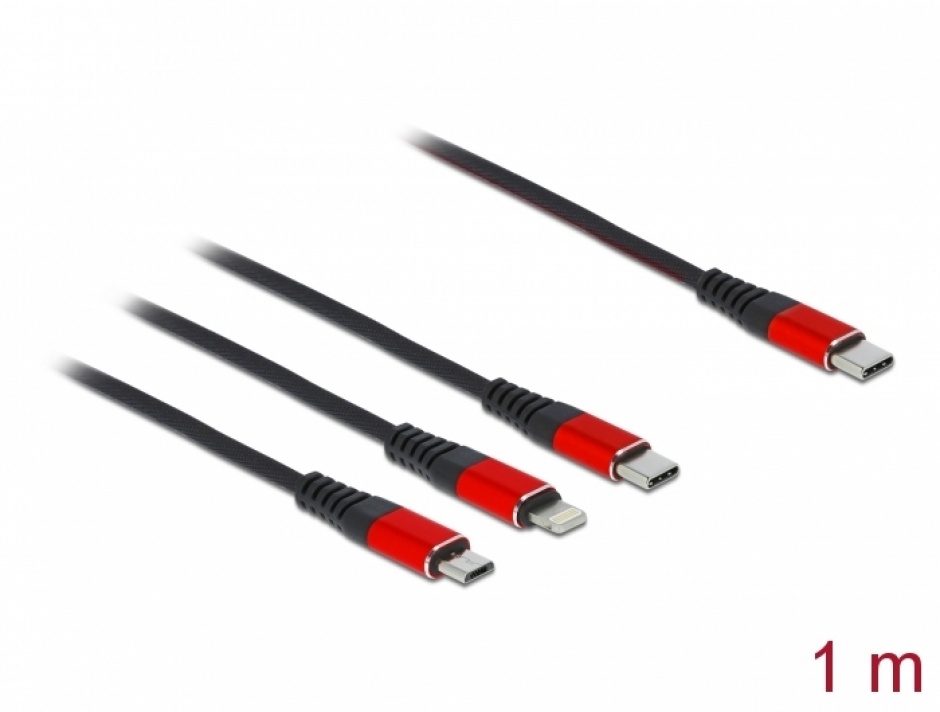 Cablu Delock 3 in 1 USB-C Incarcare 1m