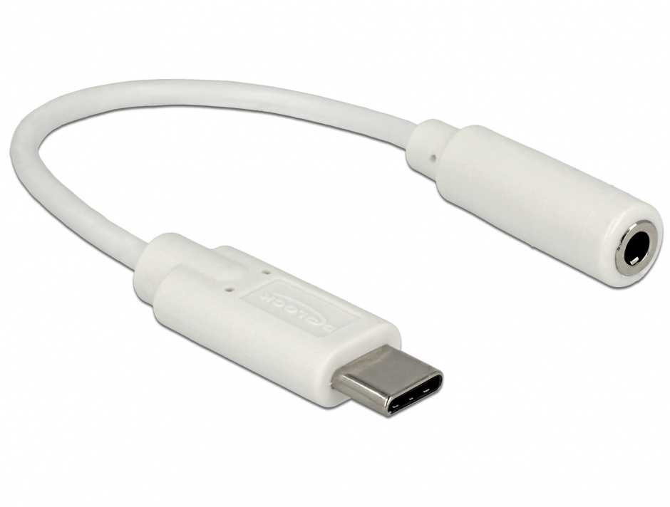 Adaptor USB-C la 3.5mm Delock DAC Alb