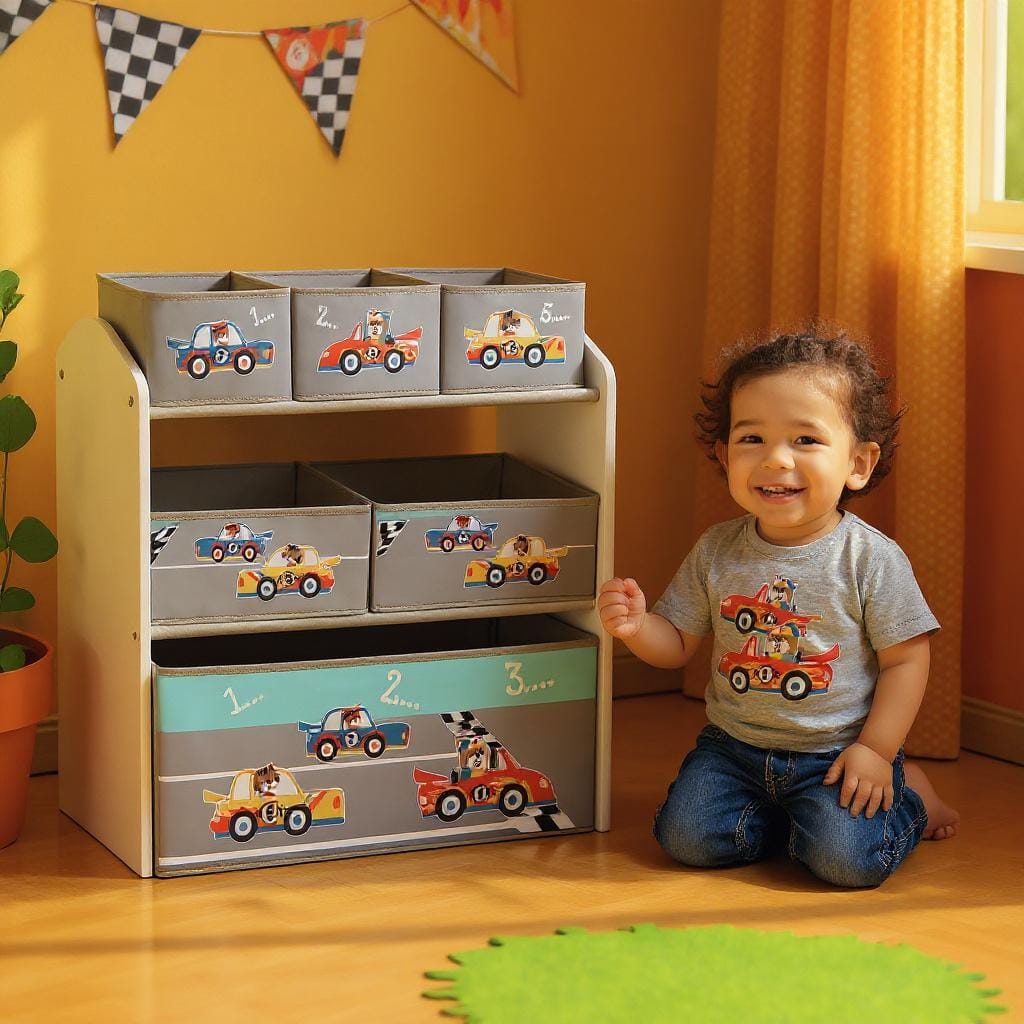 Dulap Depozitare Jucării Cars U-Grow - 6 Cutii Organizare - imagine 5