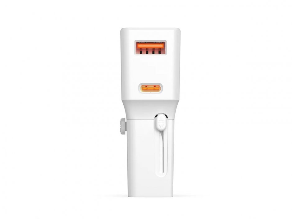 Incarcator priza EU/UK/US cu USB-A + USB-C 20W Alb, Value 19.99.1113
