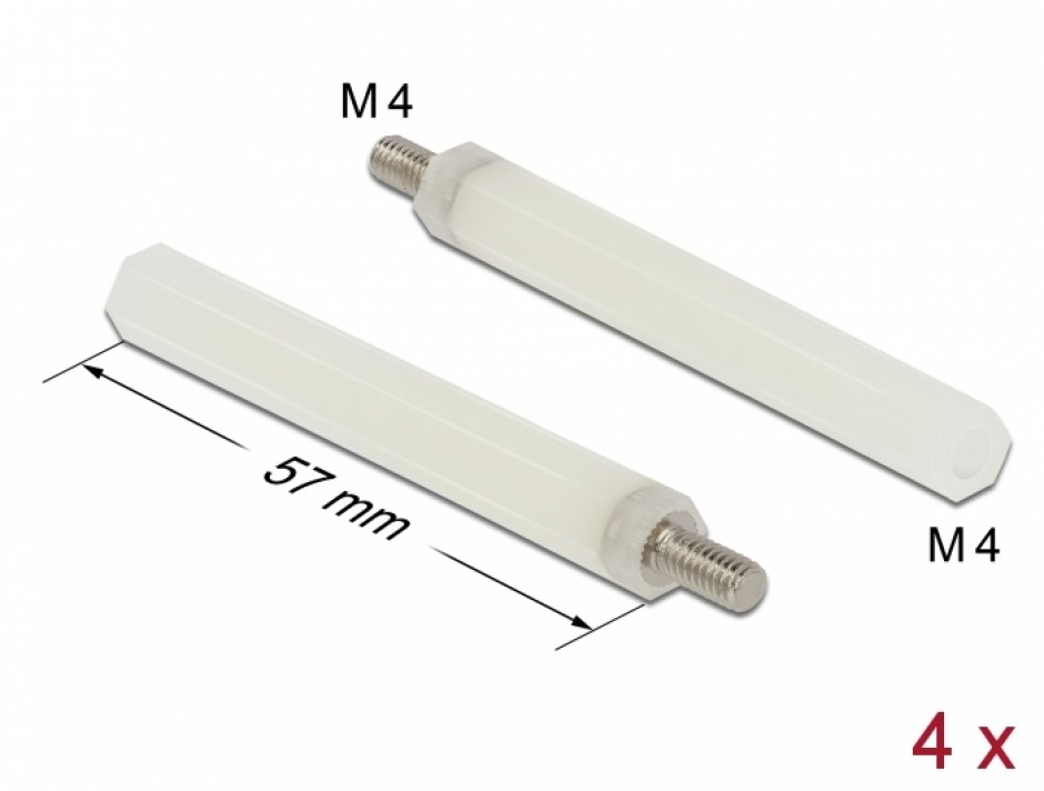 Set 4 distantiere Delock M4 x M4, 57mm, plastic