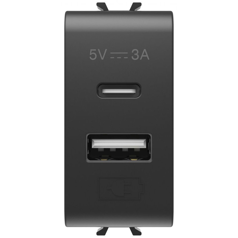 Sursă USB A+C 3A Gewiss Chorus GW12449 negru satin
