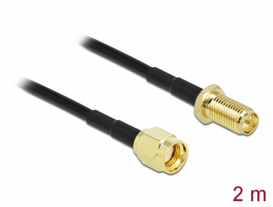 Cablu Prelungitor Antena RP-SMA 2m Low Loss Delock