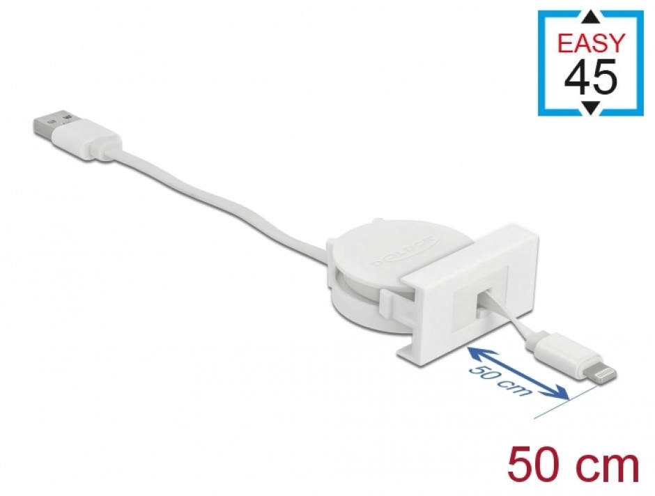 Cablu Retractabil Delock Easy 45 USB-A Lightning