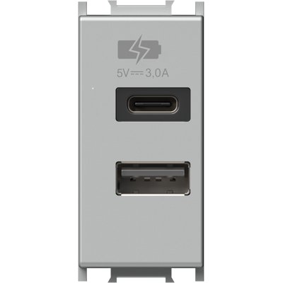Modul USB Dual TEM, 3.0A, Argintiu