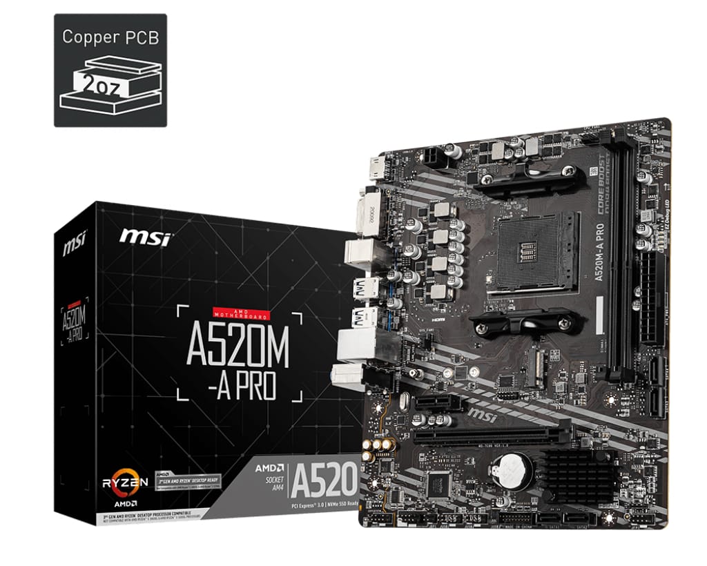 Placă de Bază MSI A520M-A PRO Socket AM4 | Performanță Gaming - imagine 6