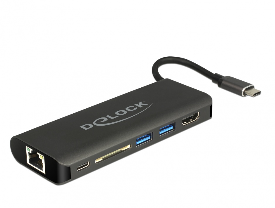 Docking Station Delock USB-C HDMI 4K, Gigabit LAN
