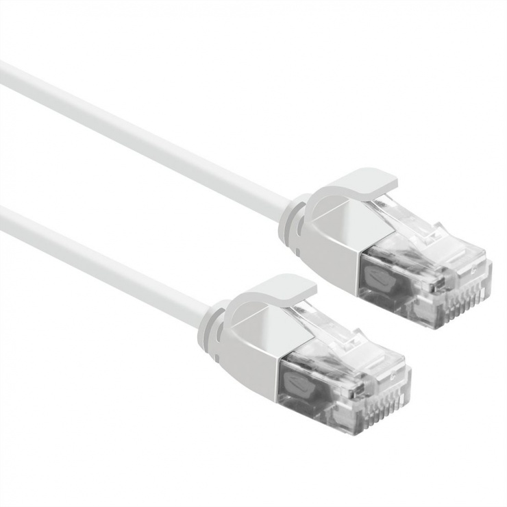 Cablu Roline Slim Cat 6A 3m Alb, RJ45