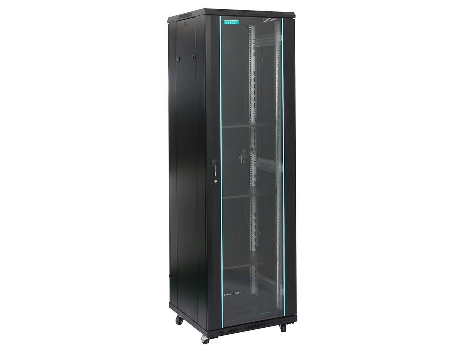 Rack de podea 19 inch Spacer SPCN-22U-800-BK-03, 22U, 600x800, sarcina maxima 1000kg