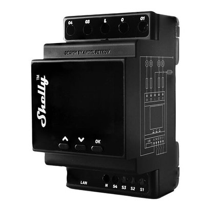 Shelly Pro 4PM: Releu 4 Canale WiFi & LAN cu Contor