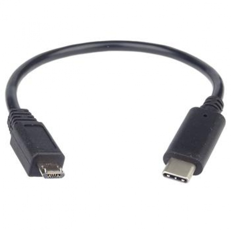 Cablu USB-C la Micro USB 0.2m, T-T, Negru