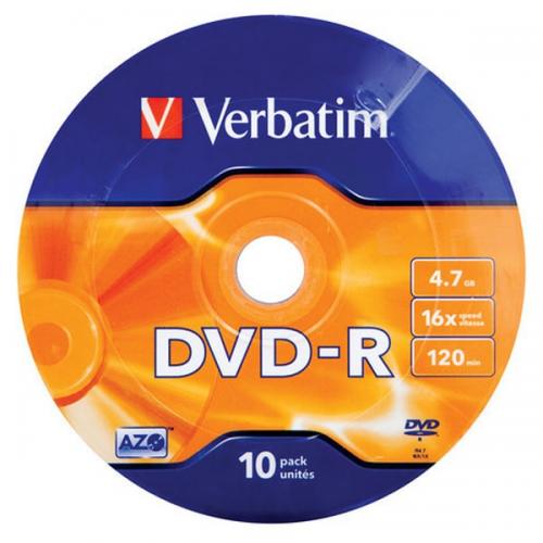 VERBATIM DVD-R 16X 4.7GB WAGON10/SP, "43729"