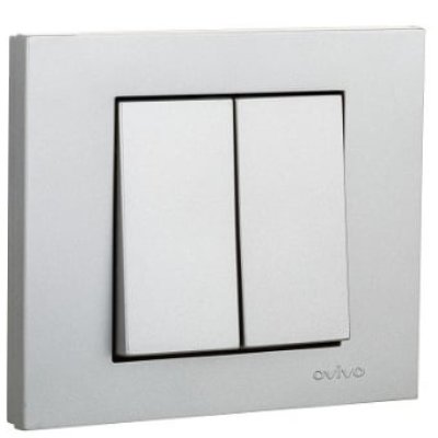 Comutator Ovivo Grano Met 2 module, 10A, argintiu