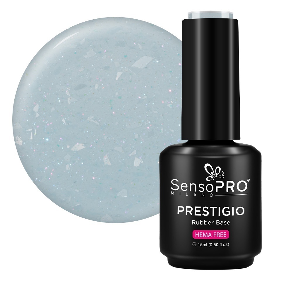 Rubber Base PRESTIGIO SensoPRO Frozen Shine 15ml, Hema Free
