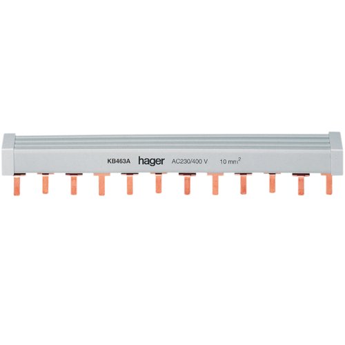 Bareta cu pini P+N 12M 10 mm² Hager KB463A, gri