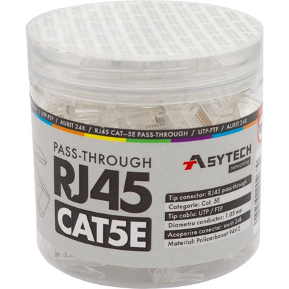 Mufe RJ-45 Cat.5e EZ Passthrough Asytech 100 buc