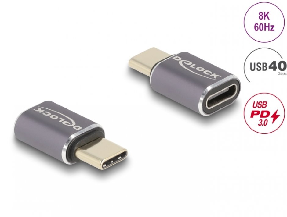 Adaptor USB-C Delock 8K, 40Gb/s, 100W