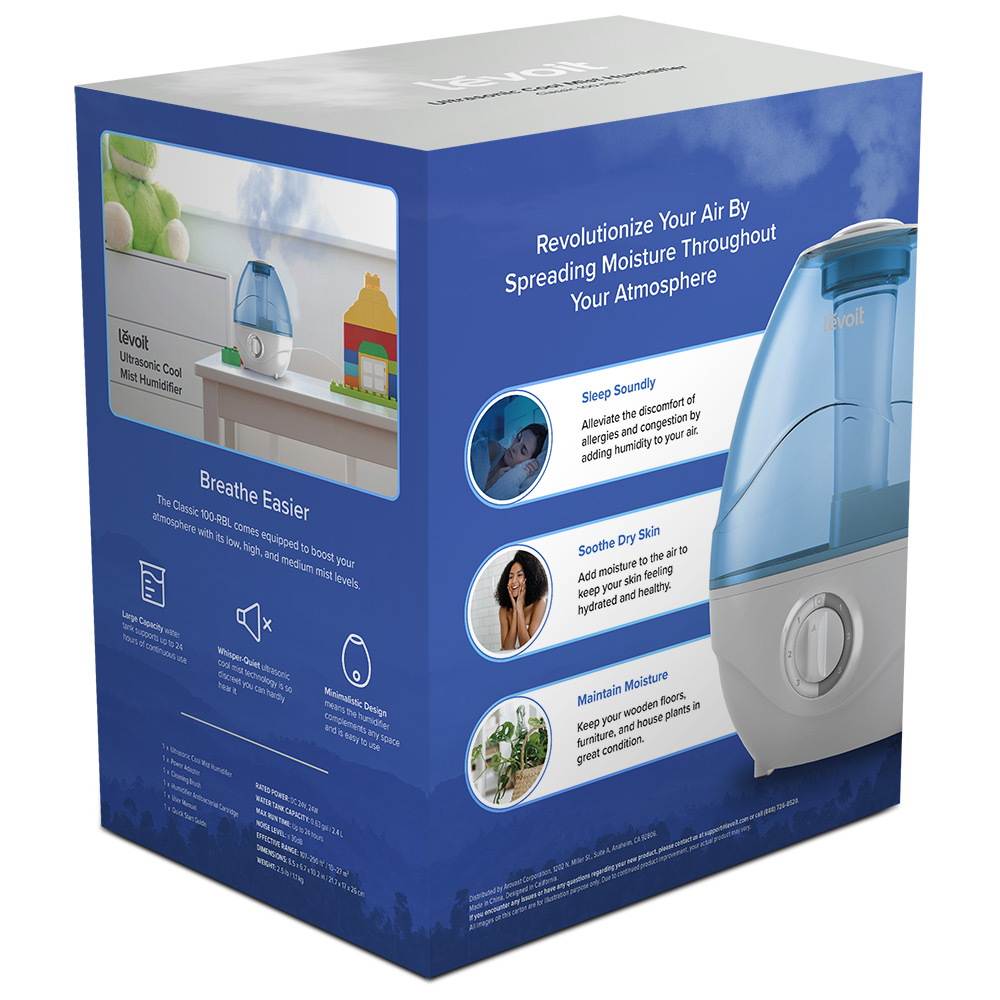 Umidificator Levoit Classic 100-RBL, Silentios, 2.4 L - imagine 5