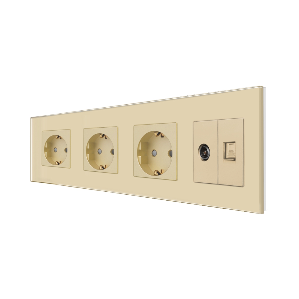 Priza Tripla Schuko, TV, Internet, Rama Sticlă LUXION - imagine 9