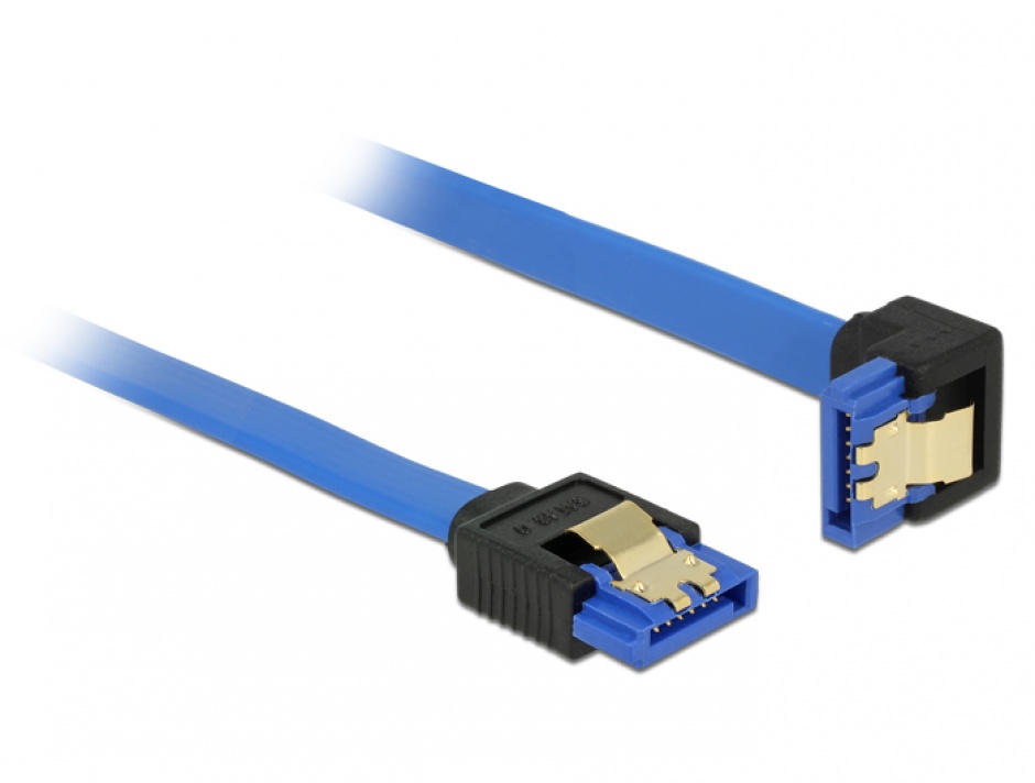 Cablu SATA III 6Gb/s 100cm Drept-Jos Albastru Delock
