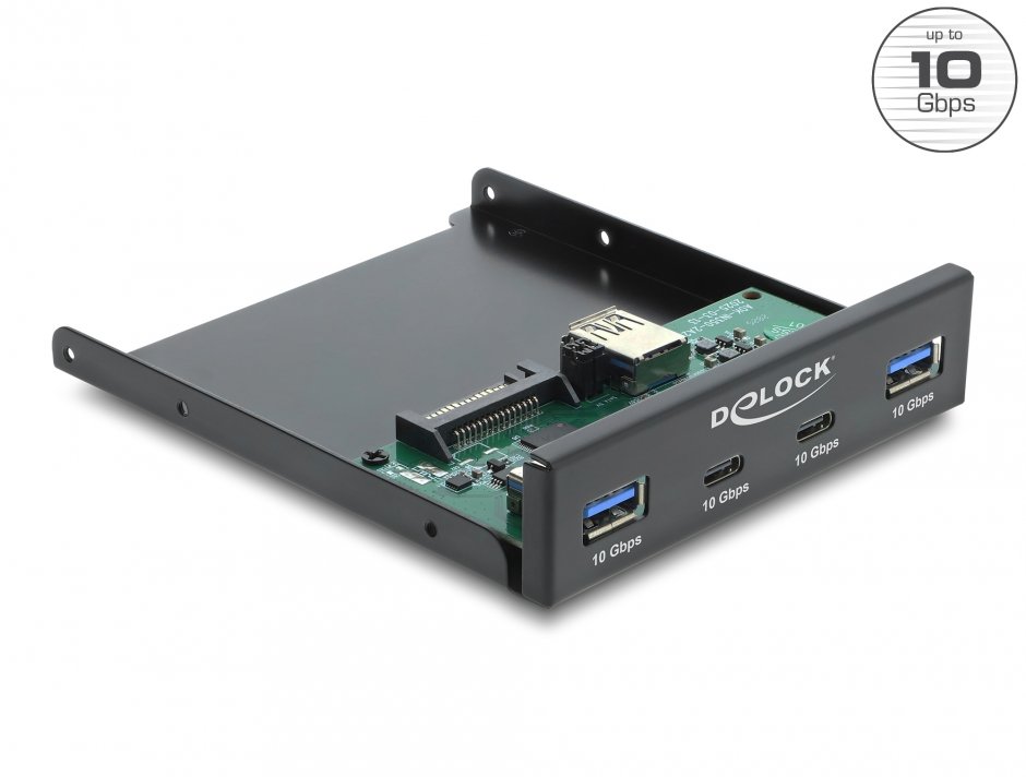 Front panel 3.5" USB 10 Gbps cu 2 x USB Type C + 2 x USB-A, Delock 64369