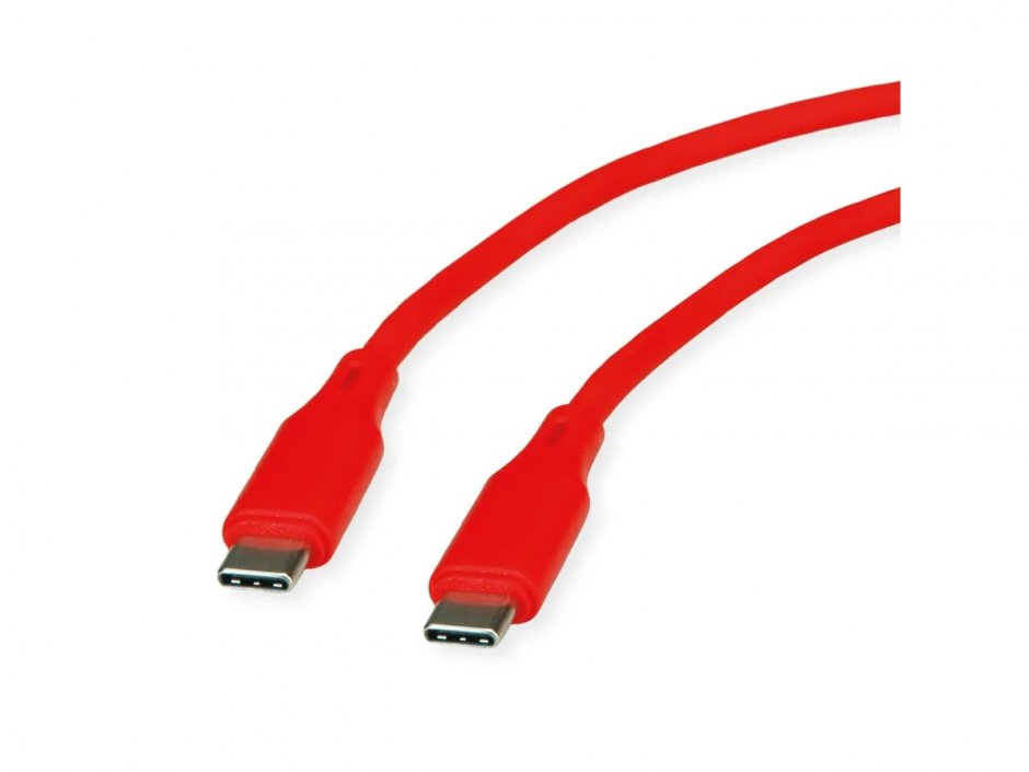 Cablu USB-C T-T 60W Silicon Roline 1m Rosu