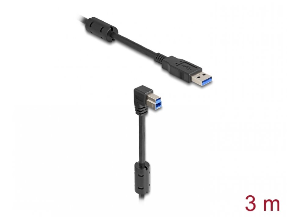 Cablu USB 3.0 Delock 3m, Unghi Jos