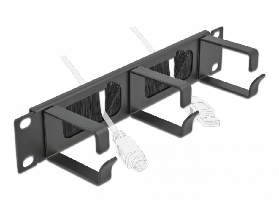 Organizator cabluri 10" Delock 66487 cu perii