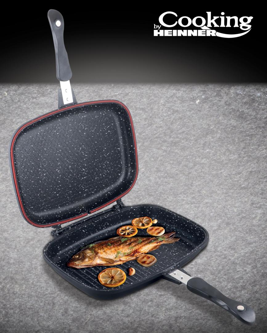 Tigaie Dublă Grill Heinner Dark Line 32x24cm - Inducție - imagine 3