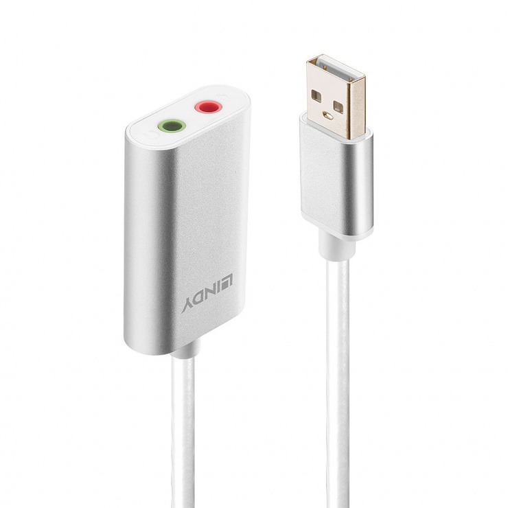 Adaptor Audio USB-A Lindy la 2x Jack 3.5mm