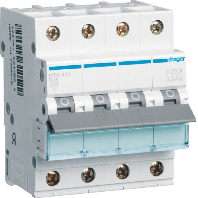 Siguranță Automată Hager 4P 16A 6kA Curba B