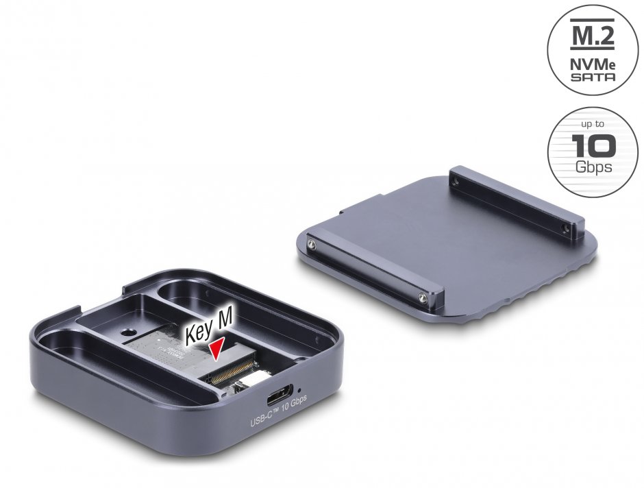 Carcasă Delock 42032 M.2 SSD magnetică USB-C 10Gbps