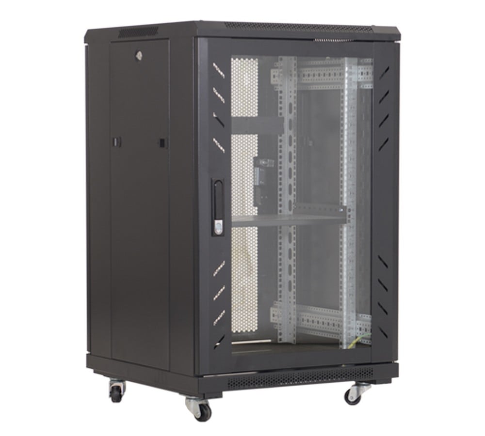 Rack podea 27U, 19 inch, 600x 600, metalic, negru, usa din sticla securizata, Asytech ASY-27U-6060E