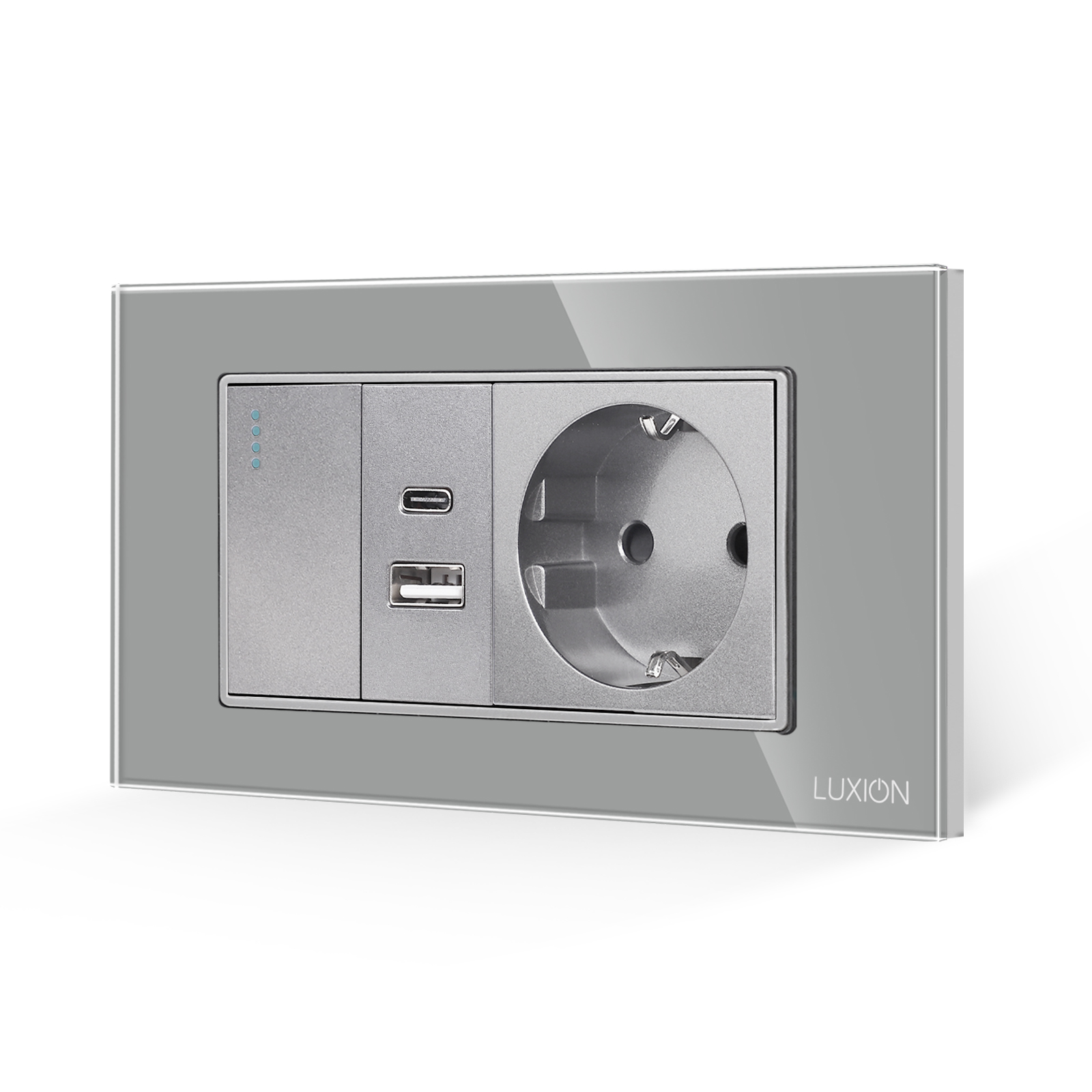 Intrerupator + Priza USB A+C + Schuko cu Rama Sticla LUXION - imagine 13