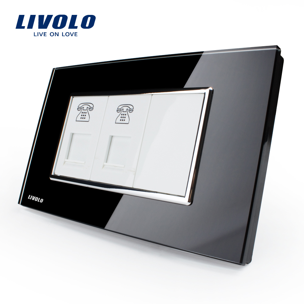 Priza Dublă Telefon Livolo cu Rama Sticlă - imagine 5